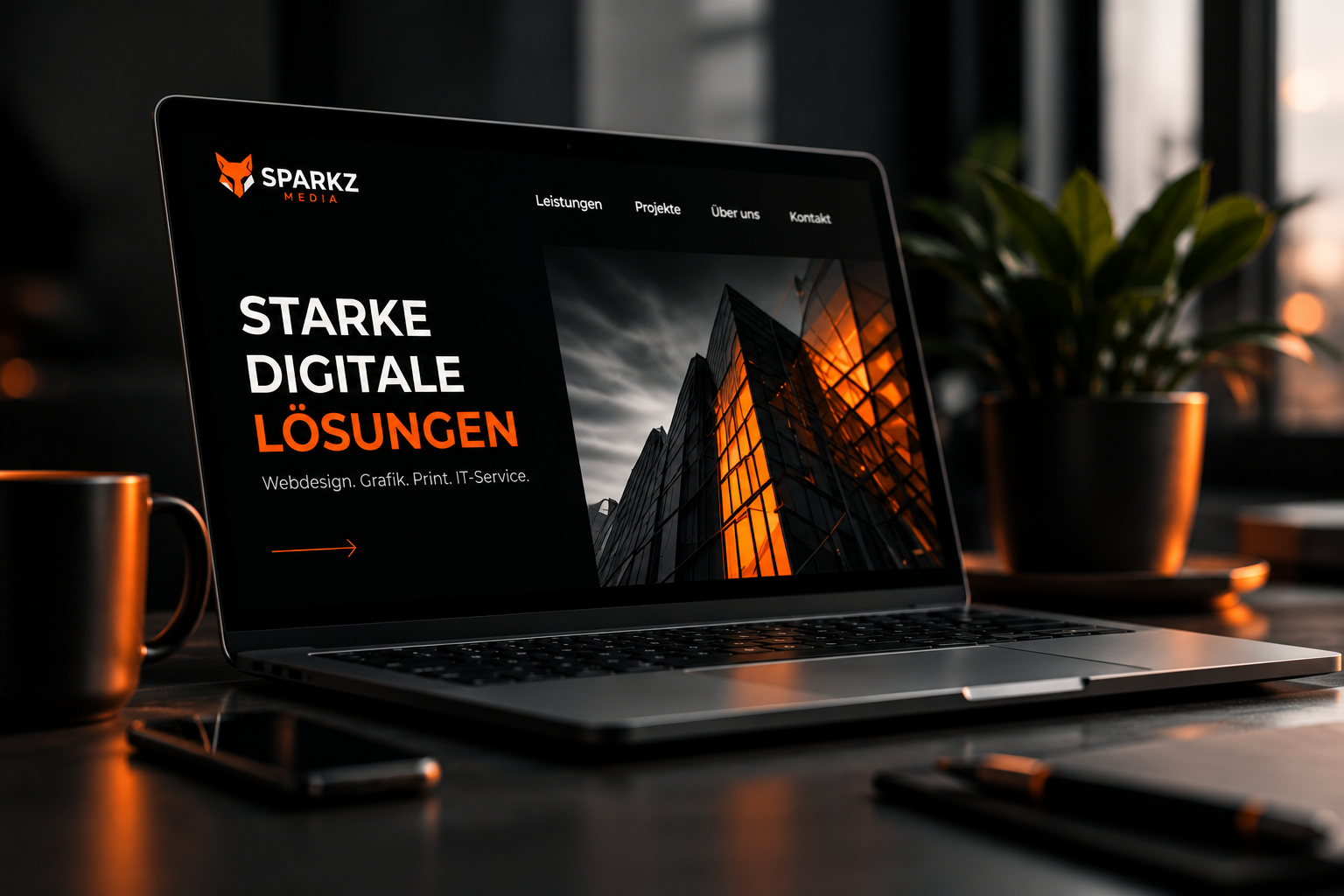 Webdesign von Sparkz Media auf einem Laptop